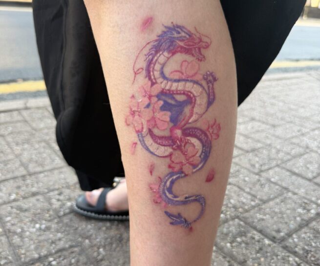 dragon & cherry blossom tattoo
